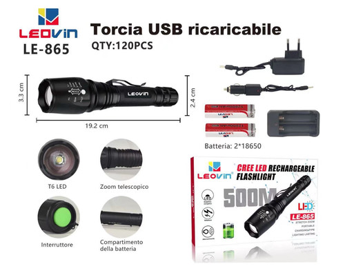Torcia led stile militare - torcia,